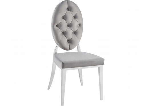 Chaise médaillon capitonnée gris NEO New Design