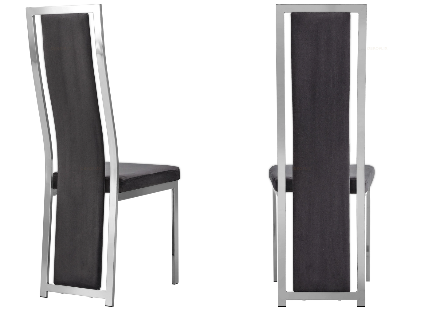 Chaise argentée velours gris design – Dia x6