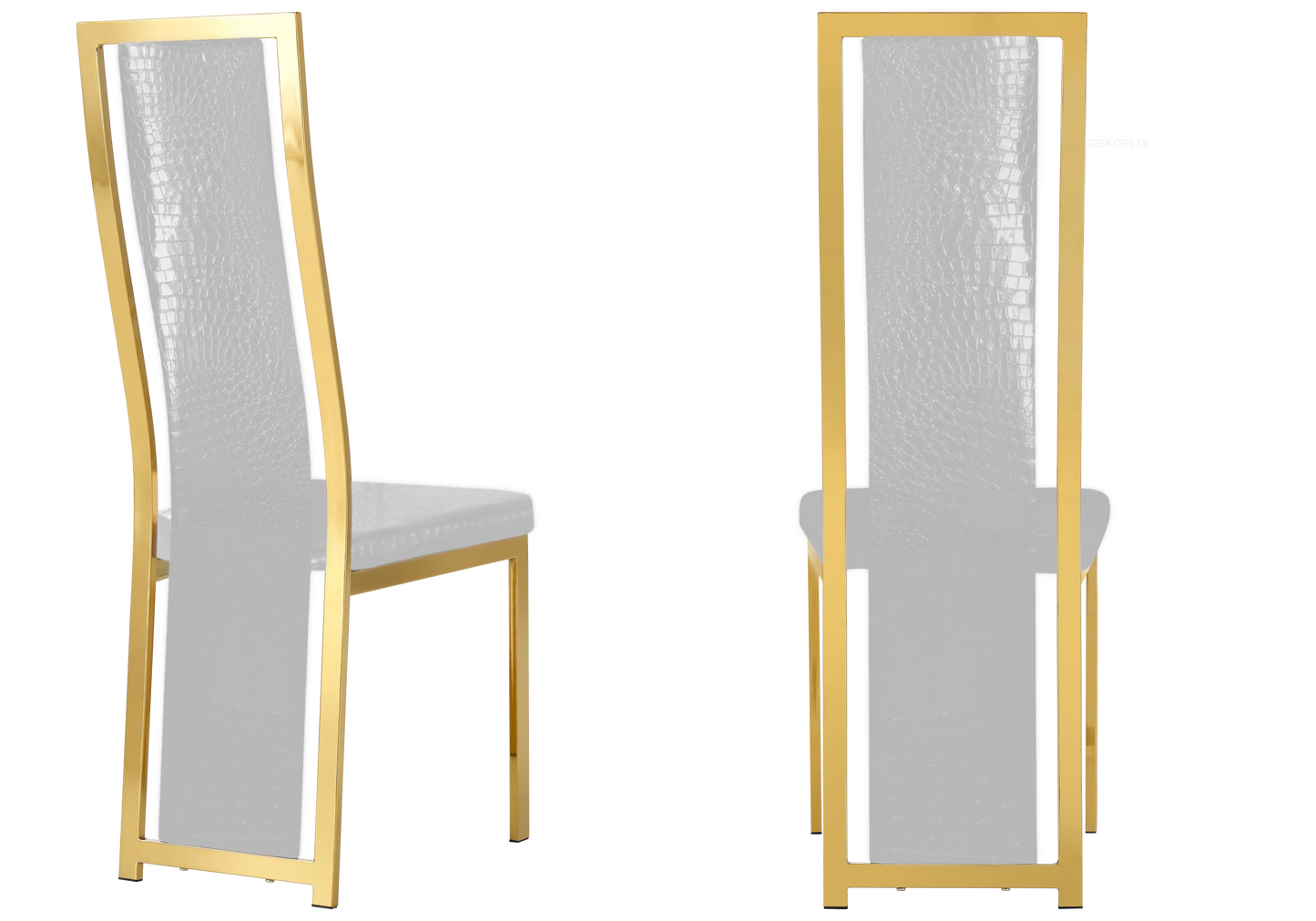 Chaise dorée croco blanc baroque – Dia x6