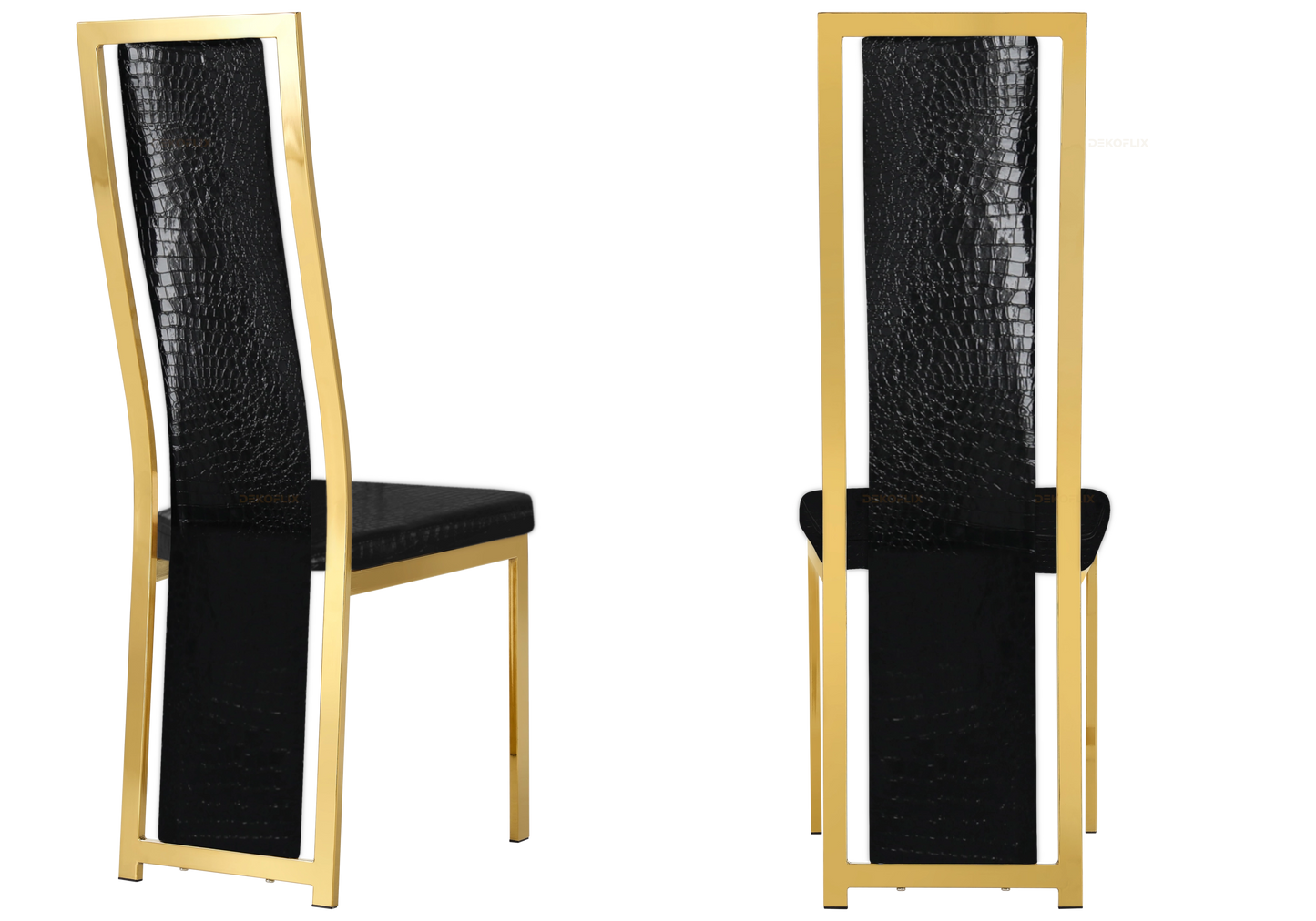 Chaise dorée croco noir baroque – Dia x6