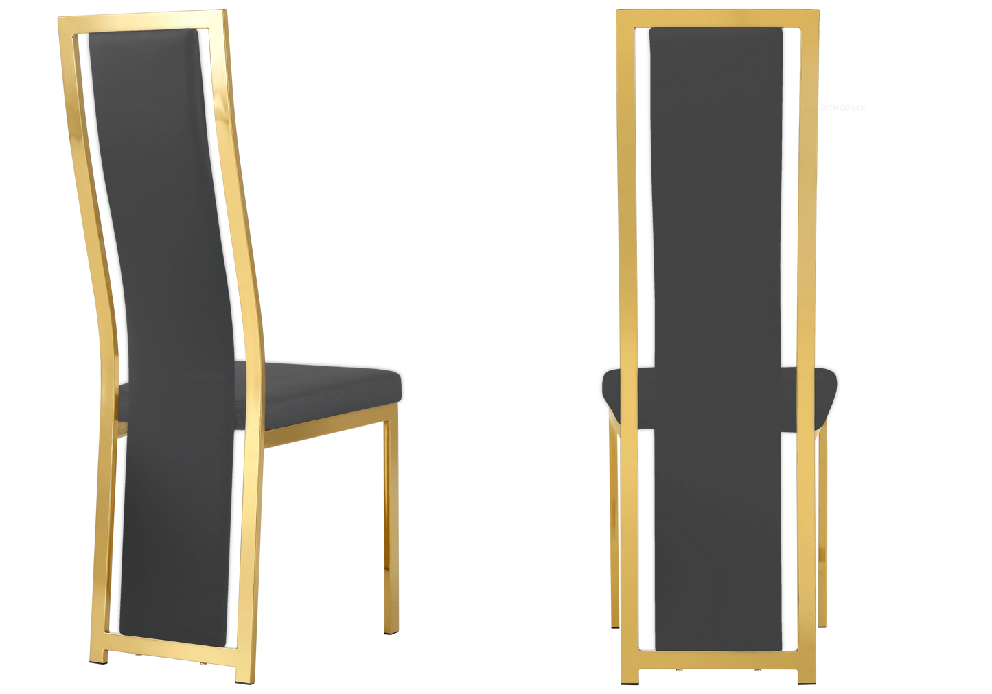 Chaise dorée simili gris moderne – Dia x6