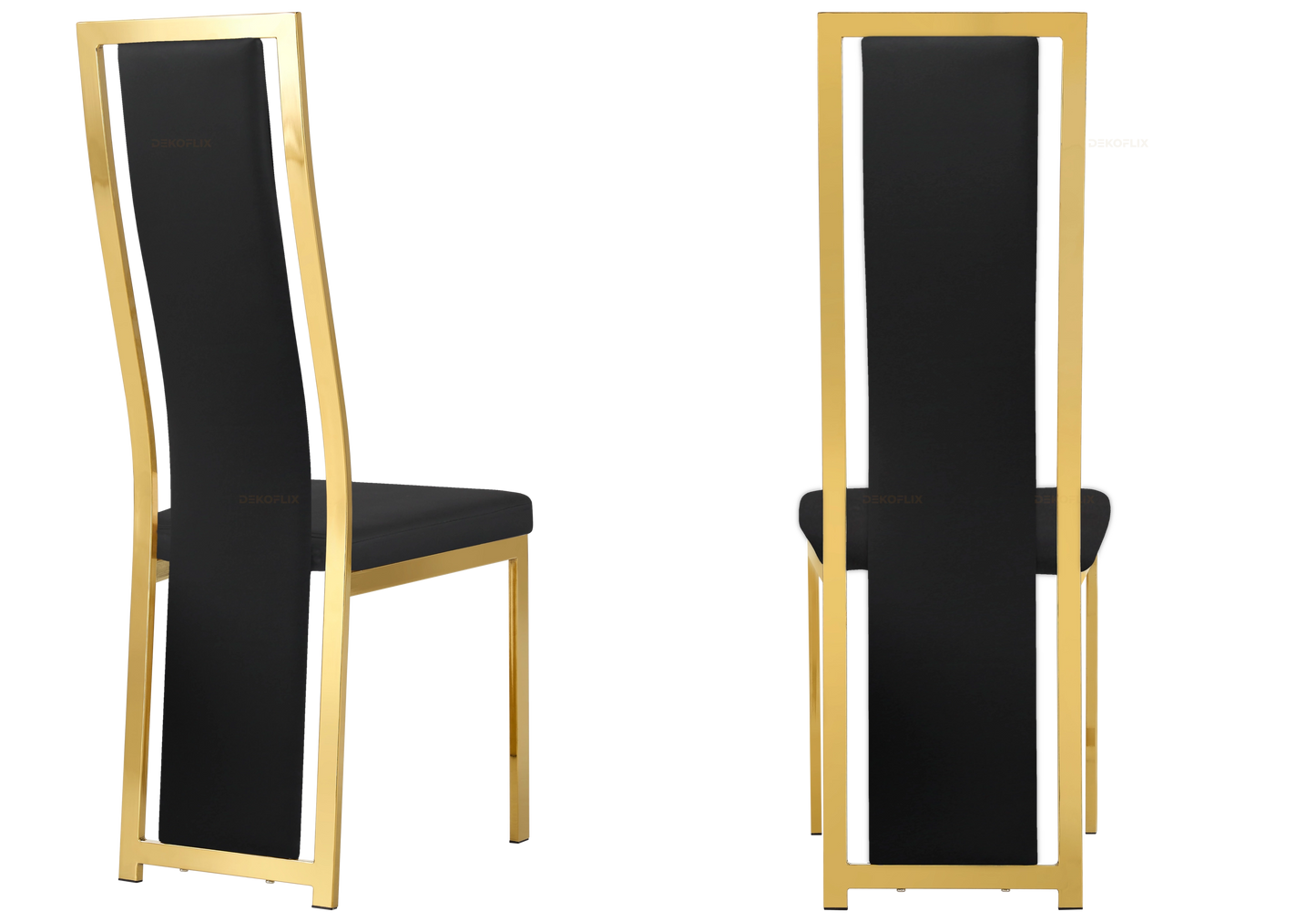 Chaise dorée simili noir moderne – Dia x6