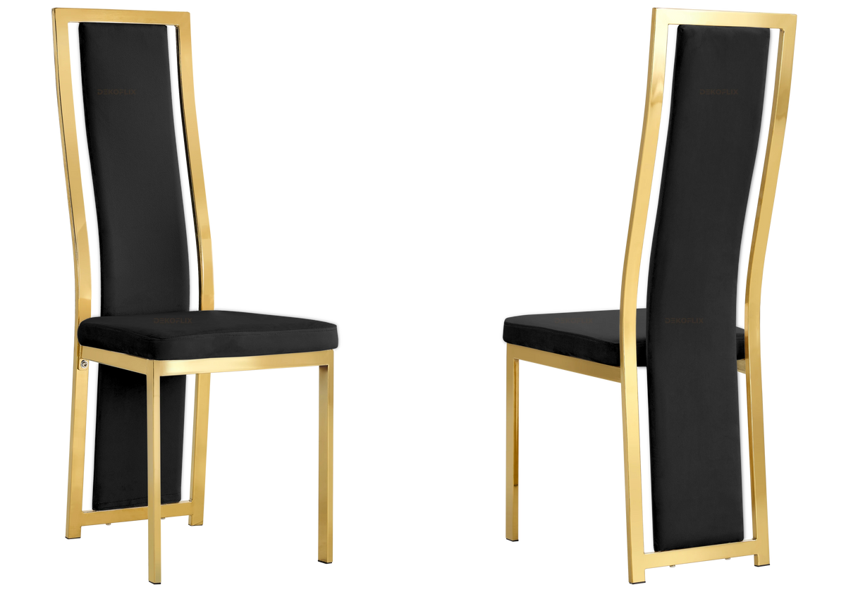Chaise dorée velours noir design - Dia x6