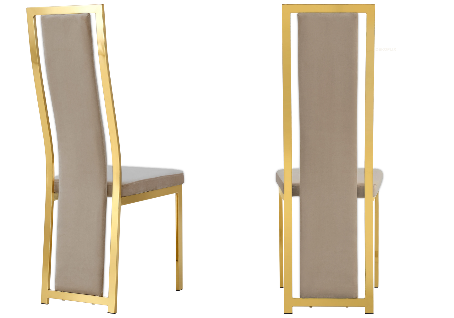 Chaise dorée velours taupe design – Dia x6