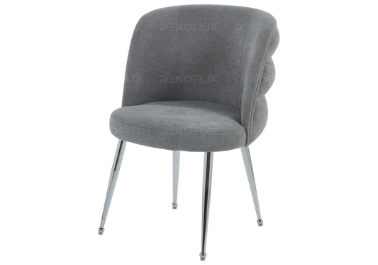 Chaise pied chrome anthracite tissu effet lin LIZA New Design