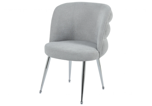 Chaise pied chrome gris tissu effet lin LIZA New Design