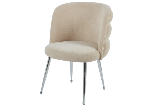 Chaise pied chrome moka tissu effet lin LIZA New Design