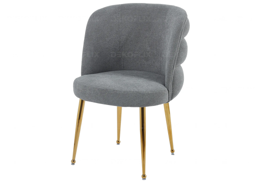 Chaise pied doré anthracite tissu effet lin LIZA New Design