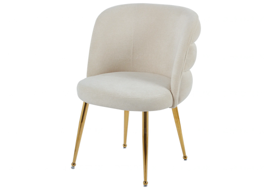 Chaise pied doré assise ecru tissu effet lin LIZA New Design