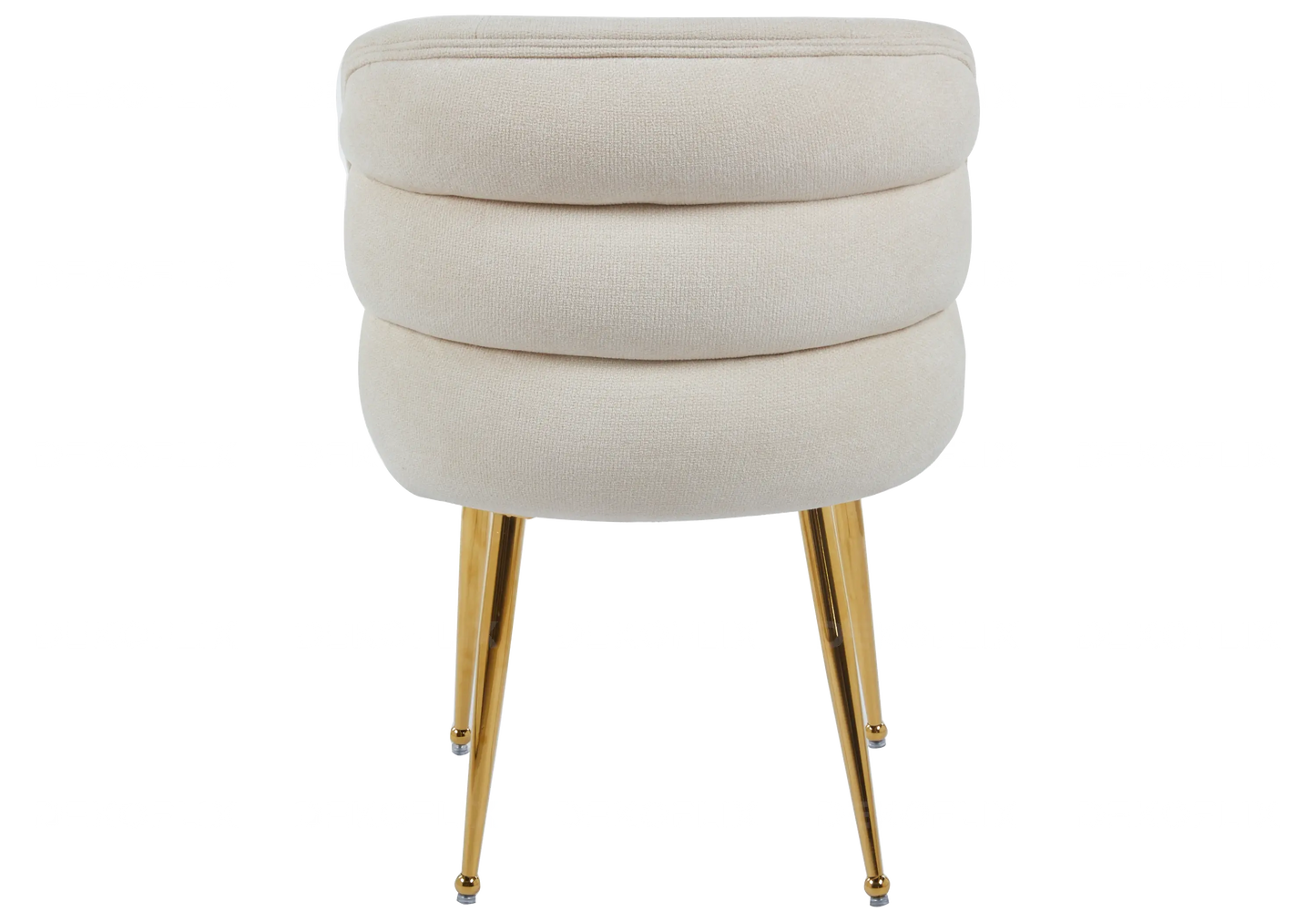 Chaise pied doré assise ecru tissu effet lin LIZA New Design
