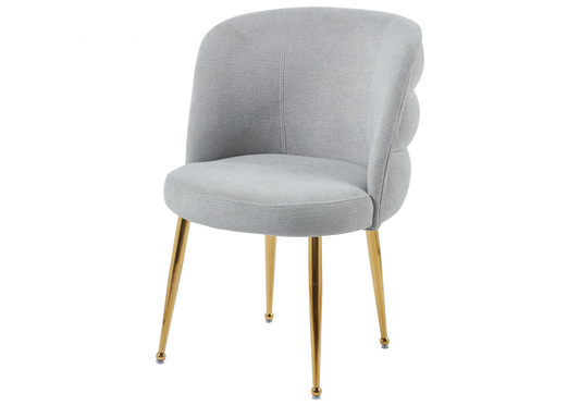 Chaise pied doré assise gris tissu effet lin LIZA New Design