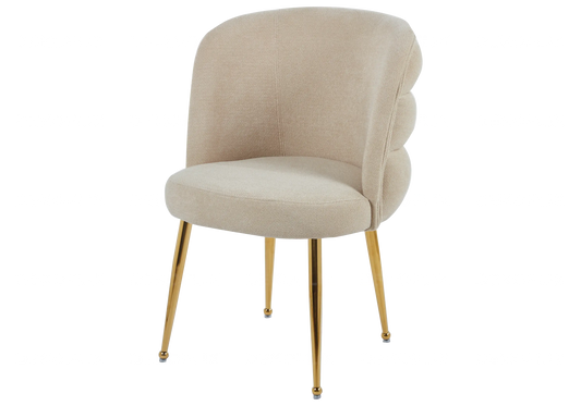 Chaise pied doré moka tissu effet lin LIZA New Design