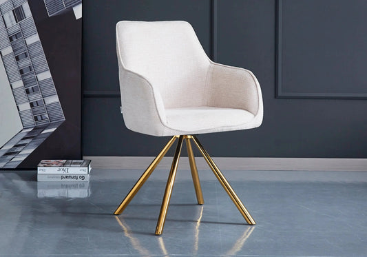 Chaise pied doré tissu taupe DALY New Design