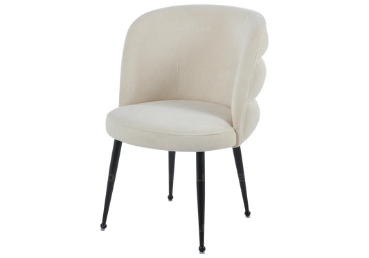 Chaise pied noir ecru tissu effet lin LIZA New Design