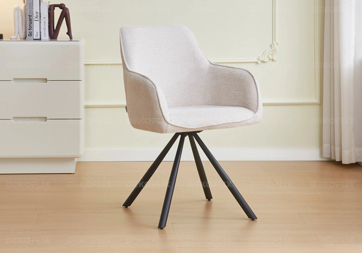 Chaise pied noir tissu taupe DALY New Design