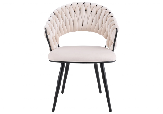 Chaise pied noir velours beige design LERY New Design