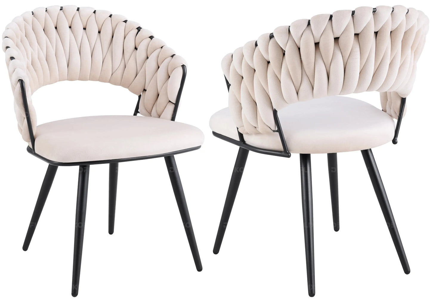 Chaise pied noir velours gris design LERY New Design