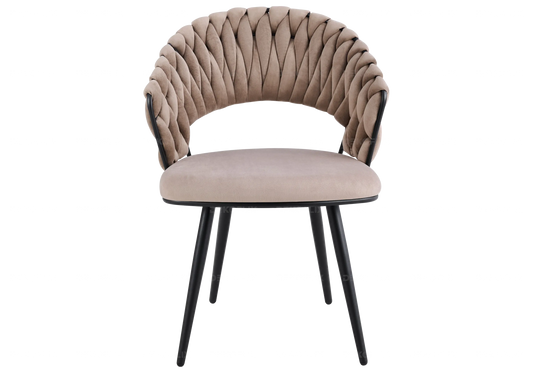 Chaise pied noir velours taupe design LERY New Design