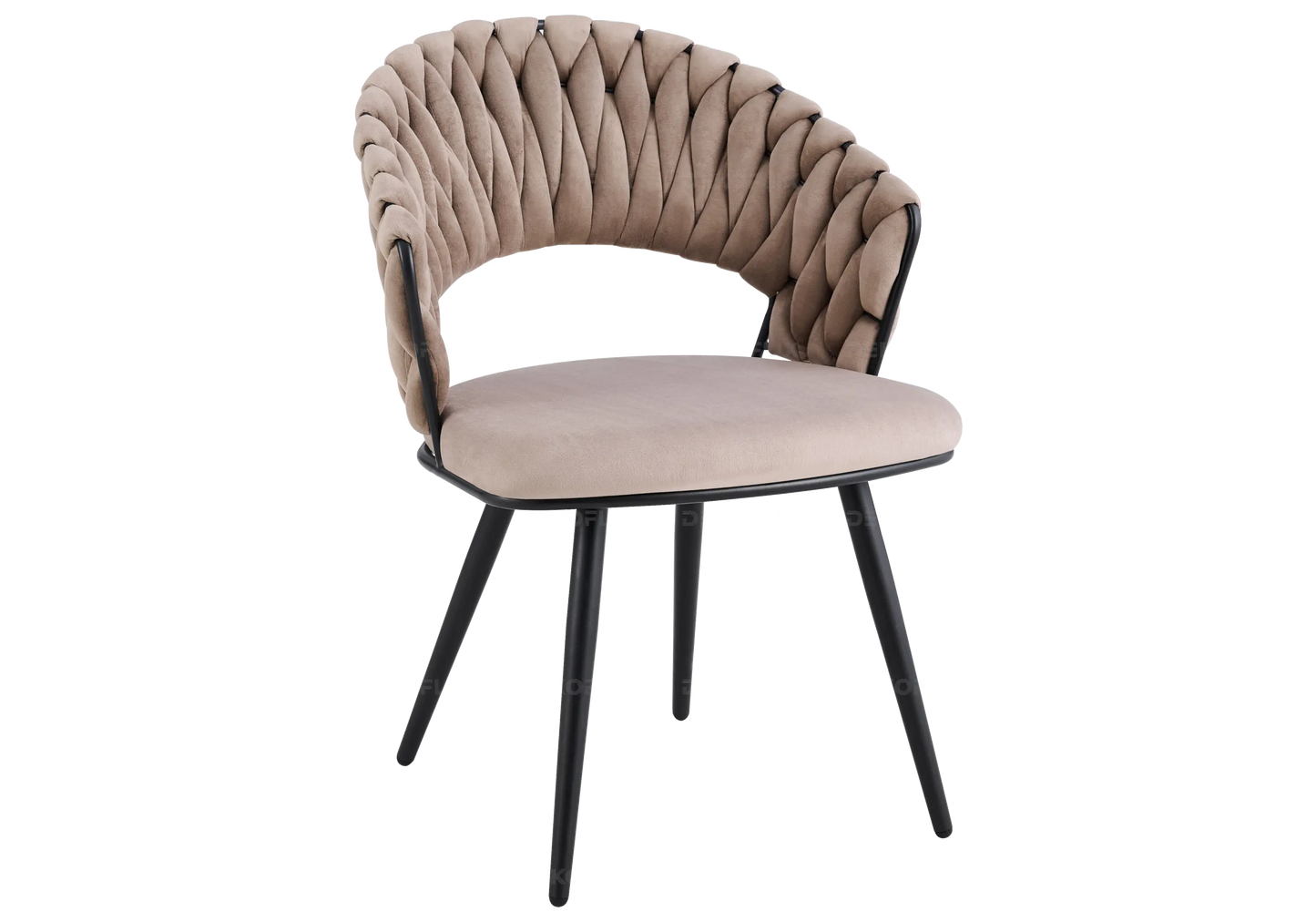 Chaise pied noir velours taupe design LERY New Design