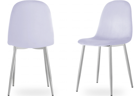 Chaise scandinave velours gris chromé LOA - Lot de 6 New Design