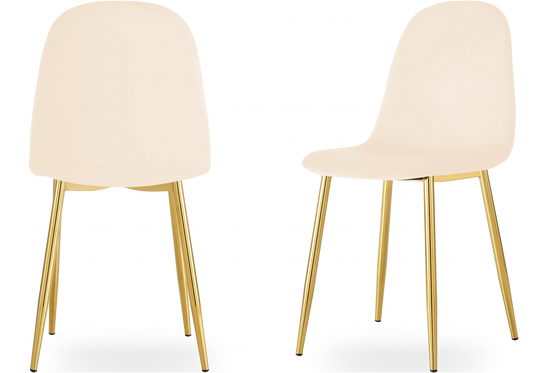 Chaise scandinave velours taupe doré LOA - Lot de 6 New Design