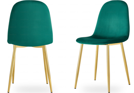 Chaise scandinave velours vert doré LOA - Lot de 6 New Design