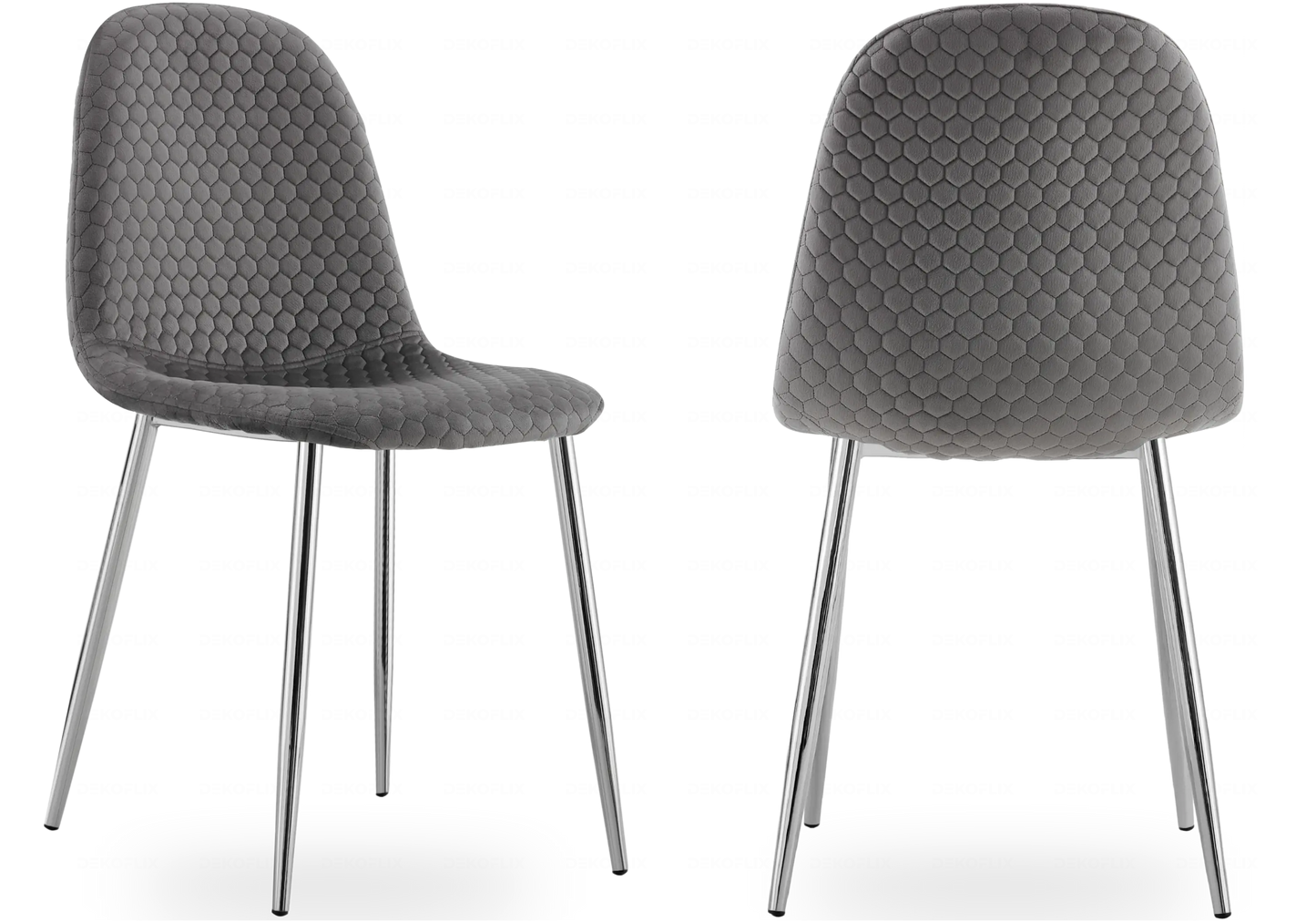 Chaise velours anthracite chromé ALMA - Lot de 6 New Design