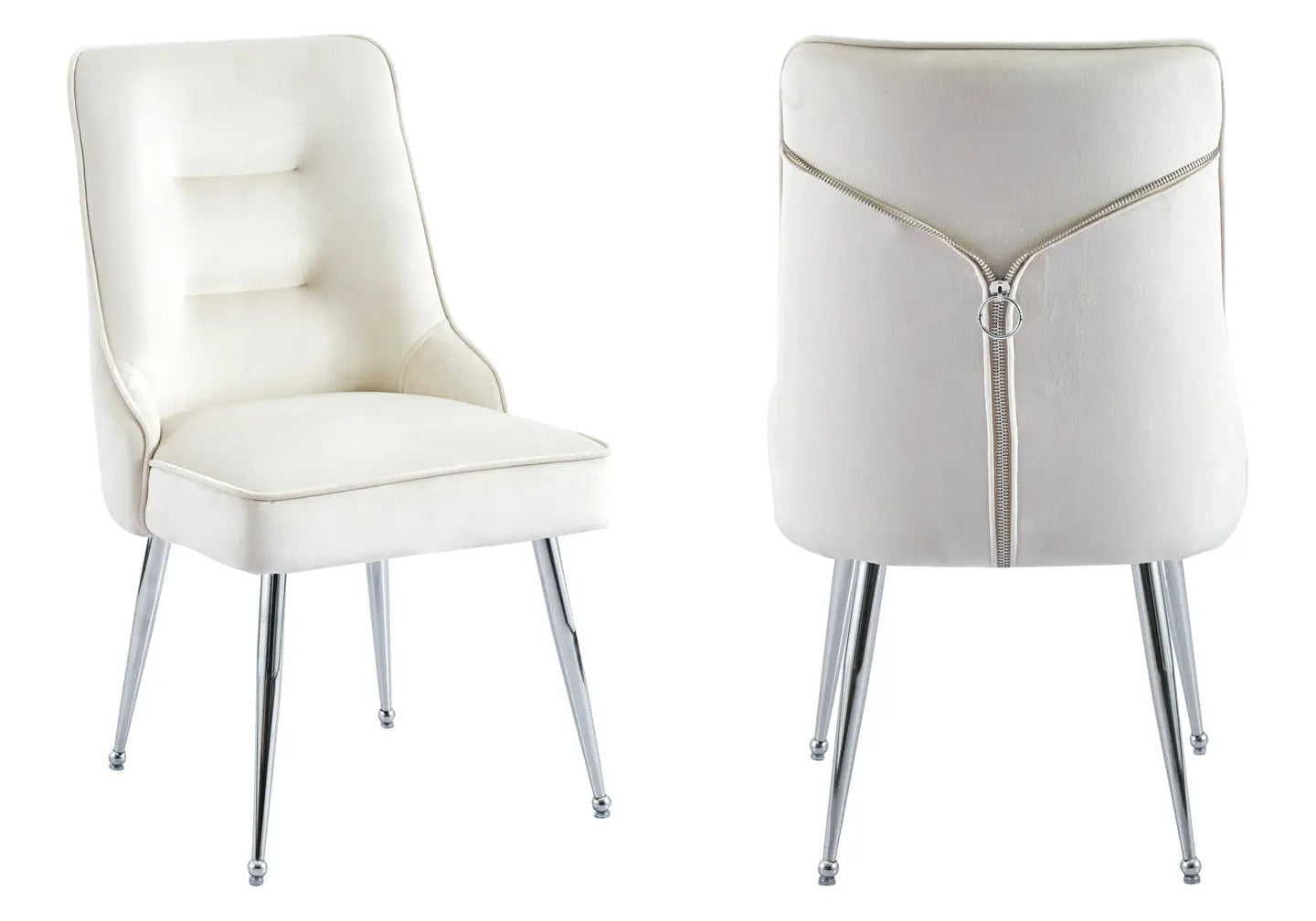 Chaise velours beige argent ZIP New Design