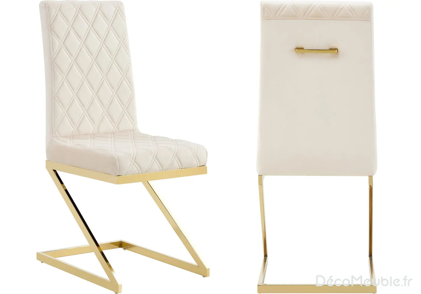 Chaise velours beige design doré AVA (lot de 6) New Design