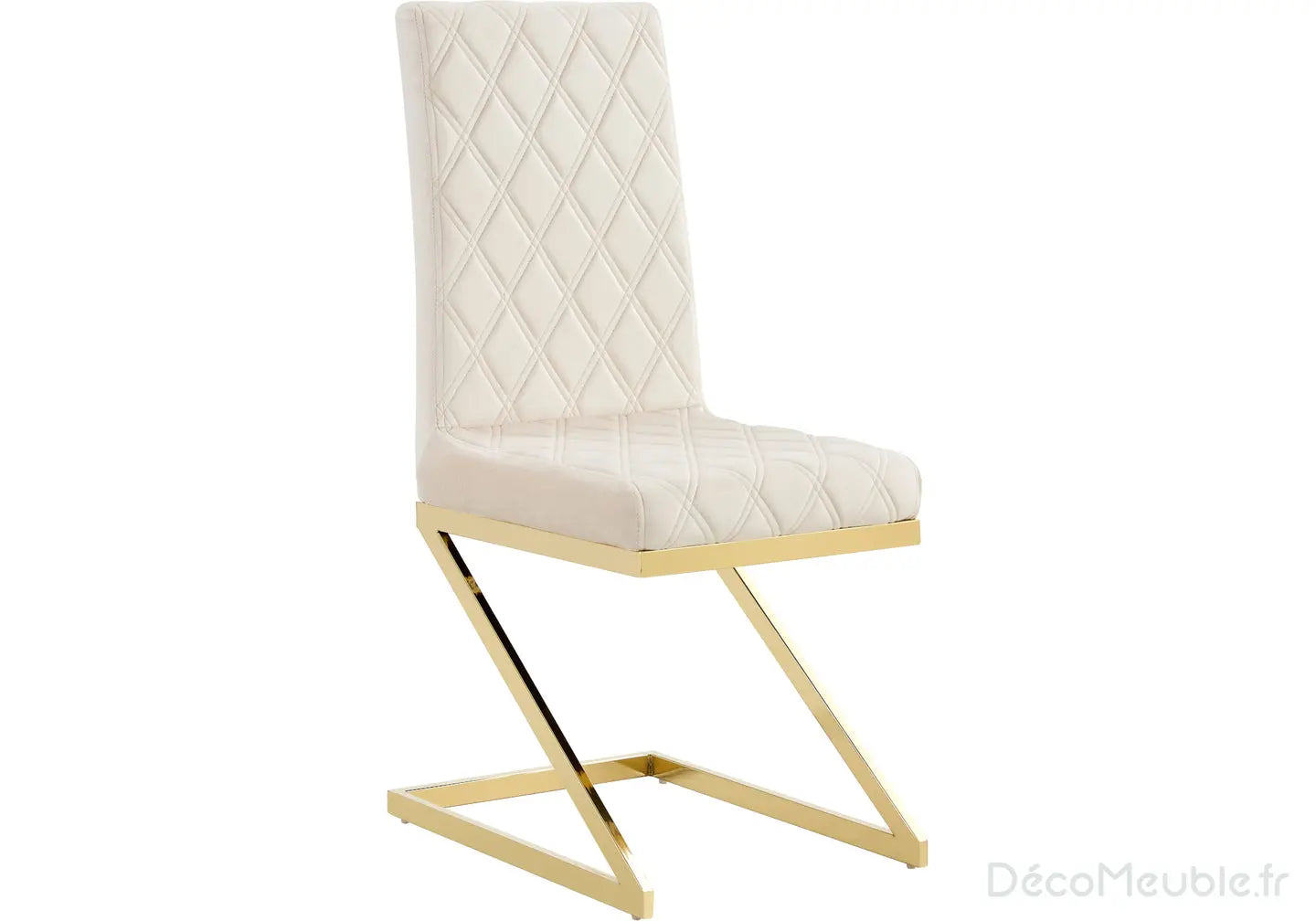 Chaise velours beige design doré AVA (lot de 6) New Design