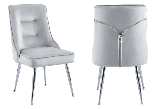Chaise velours gris argent ZIP New Design