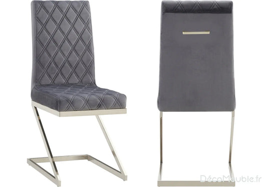 Chaise velours gris design AVA (lot de 6) New Design