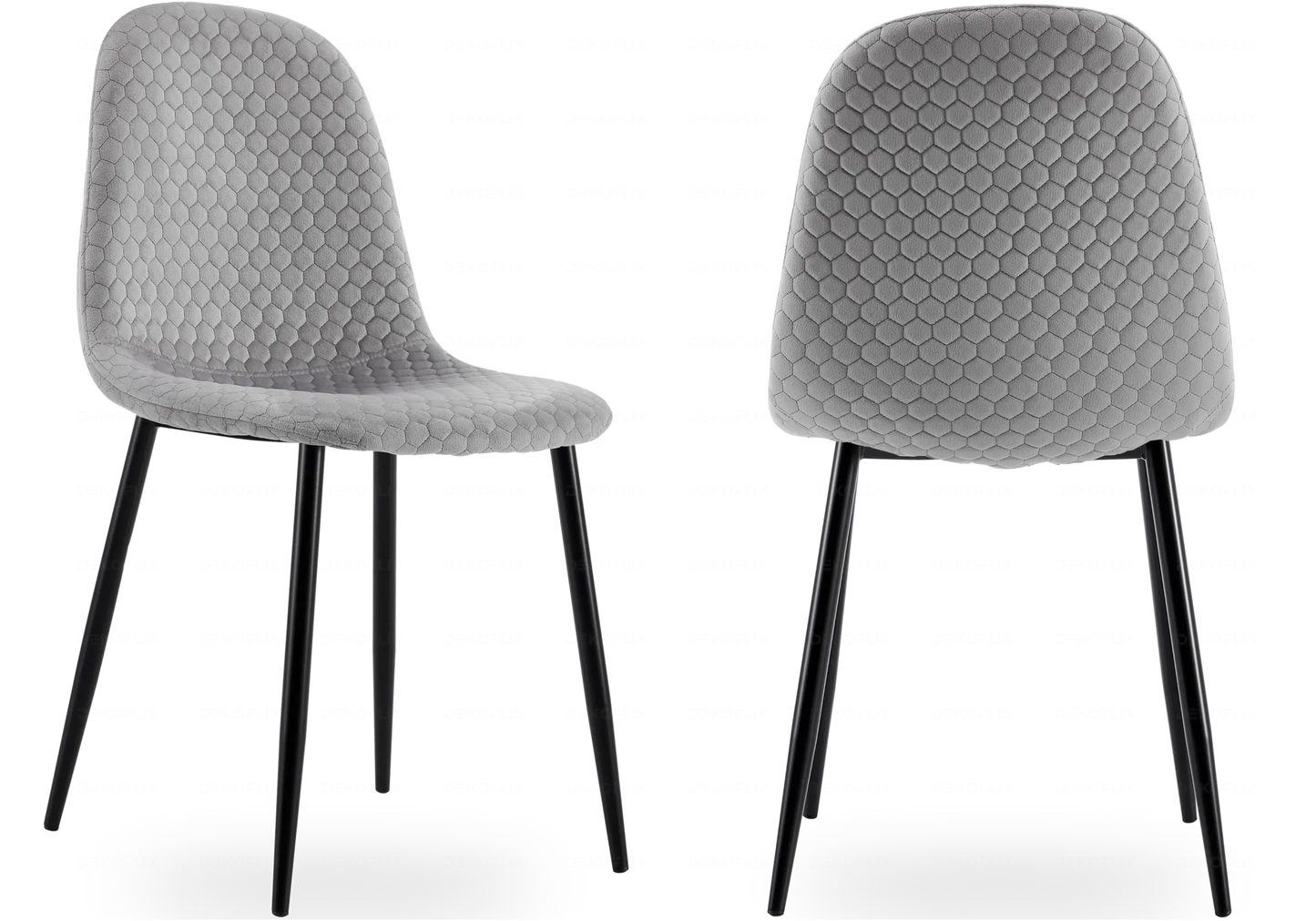Chaise velours gris noir ALMA - Lot de 6 New Design