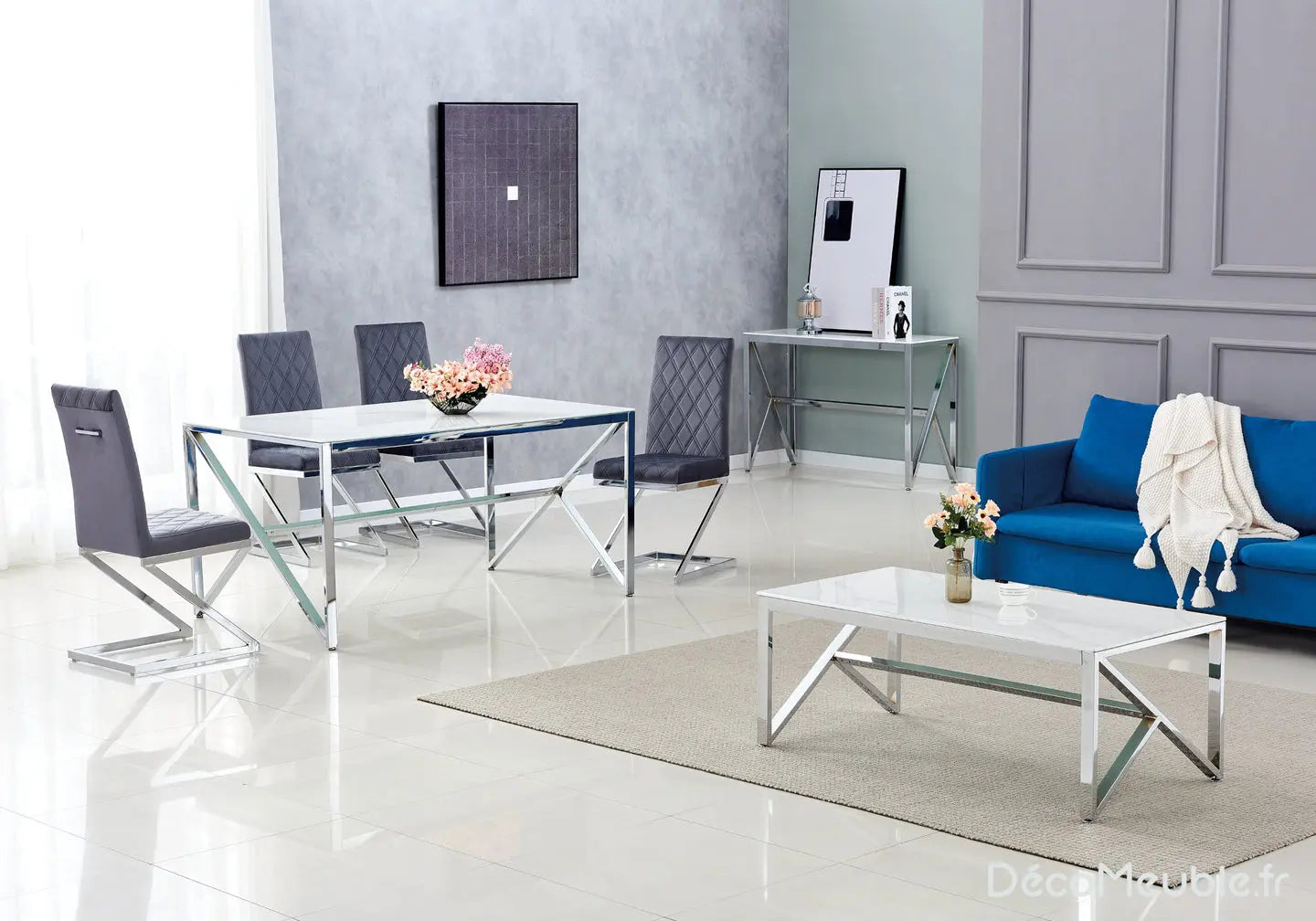 Chaise velours moka design AVA (lot de 6) New Design