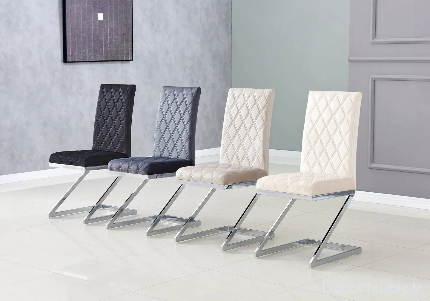 Chaise velours noir design AVA (lot de 6) New Design