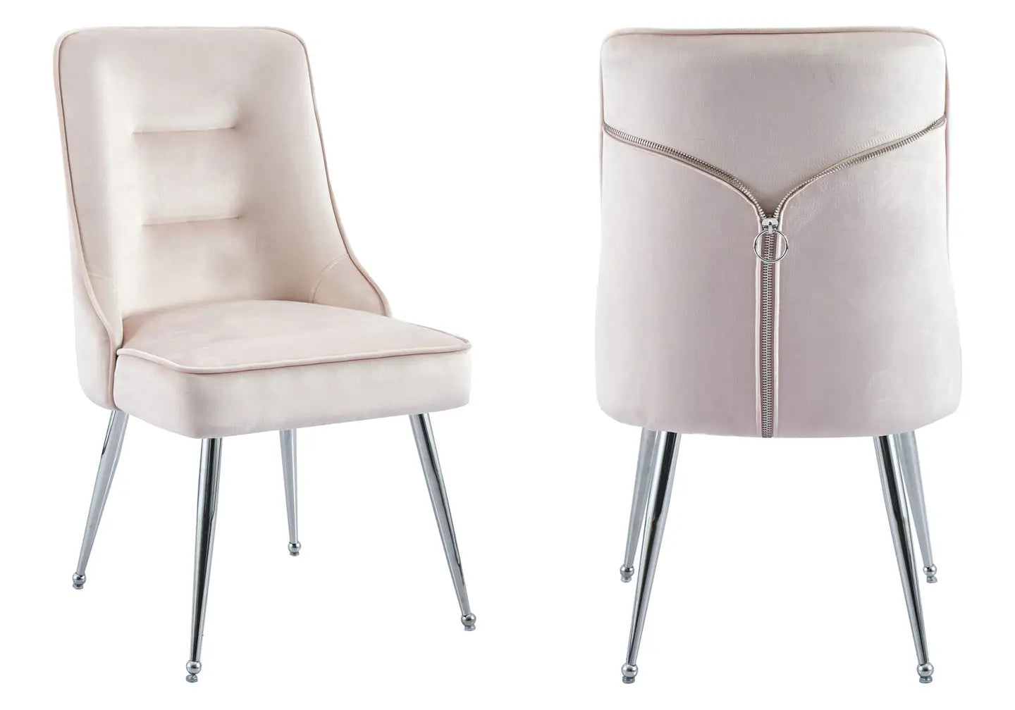 Chaise velours rose argent ZIP New Design