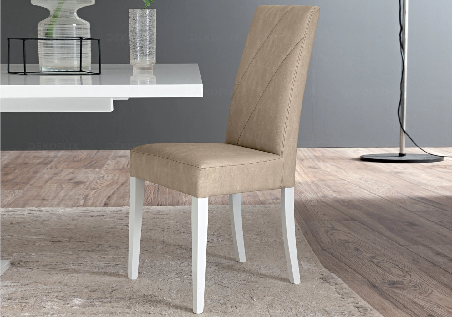 Chaise Blanche et Caramel Design – LISA – Design Élégance