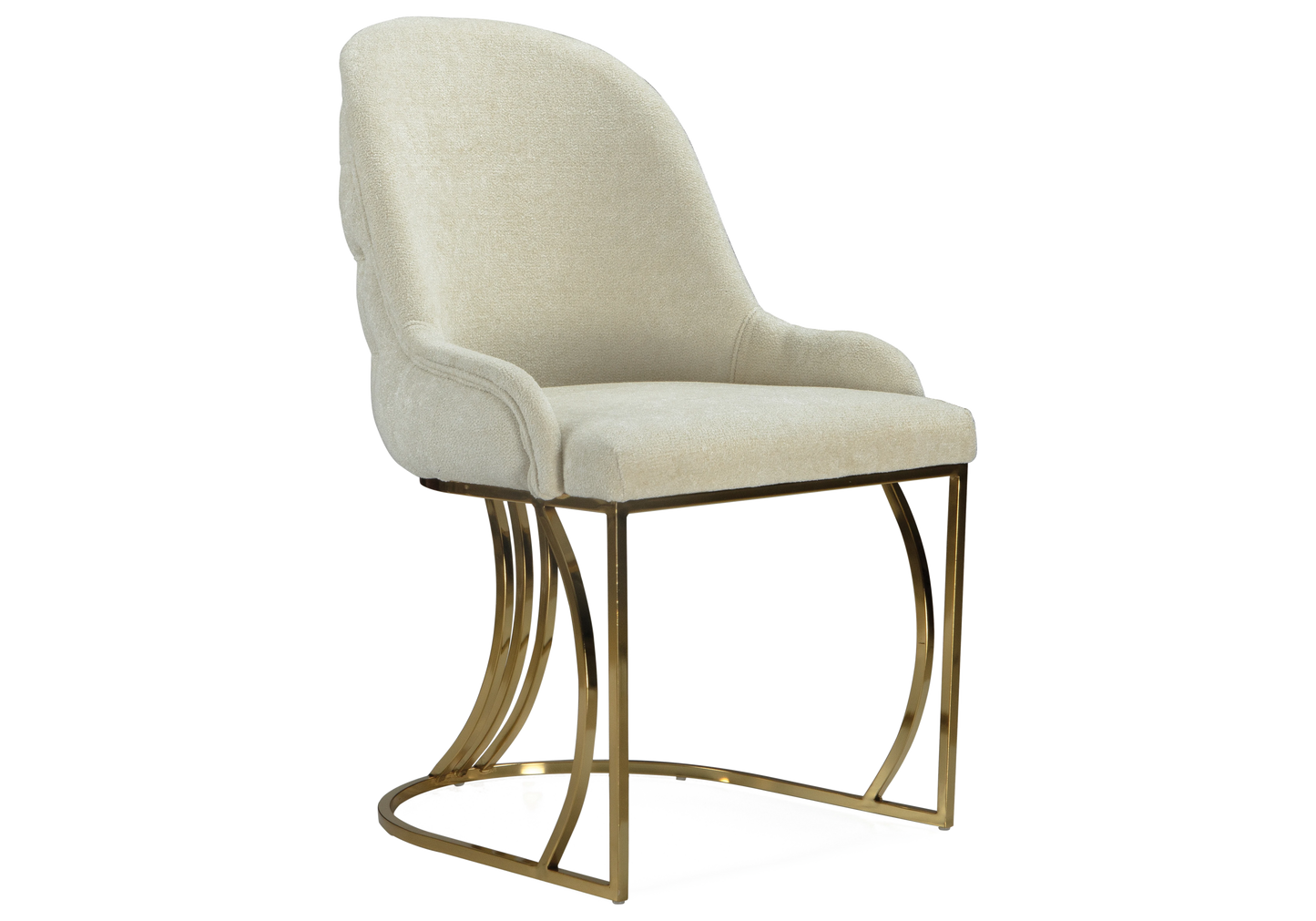 Chaise Salle à Manger Capitonné Doré Beige SARA - Lot de 2 - DEKOFLIX