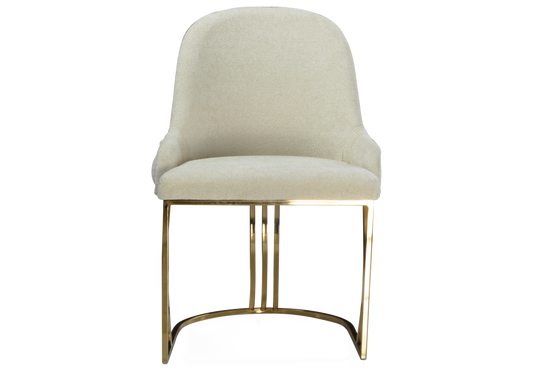 Chaise Salle à Manger Capitonné Doré Beige SARA - Lot de 2 - DEKOFLIX
