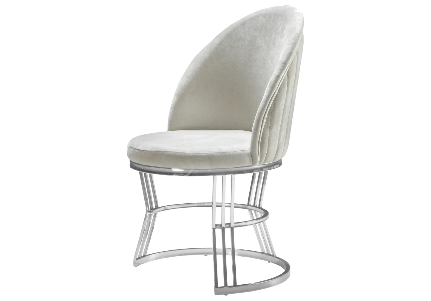 Chaise Salle Manger Design Velours Beige Argent - CARIS - DEKOFLIX