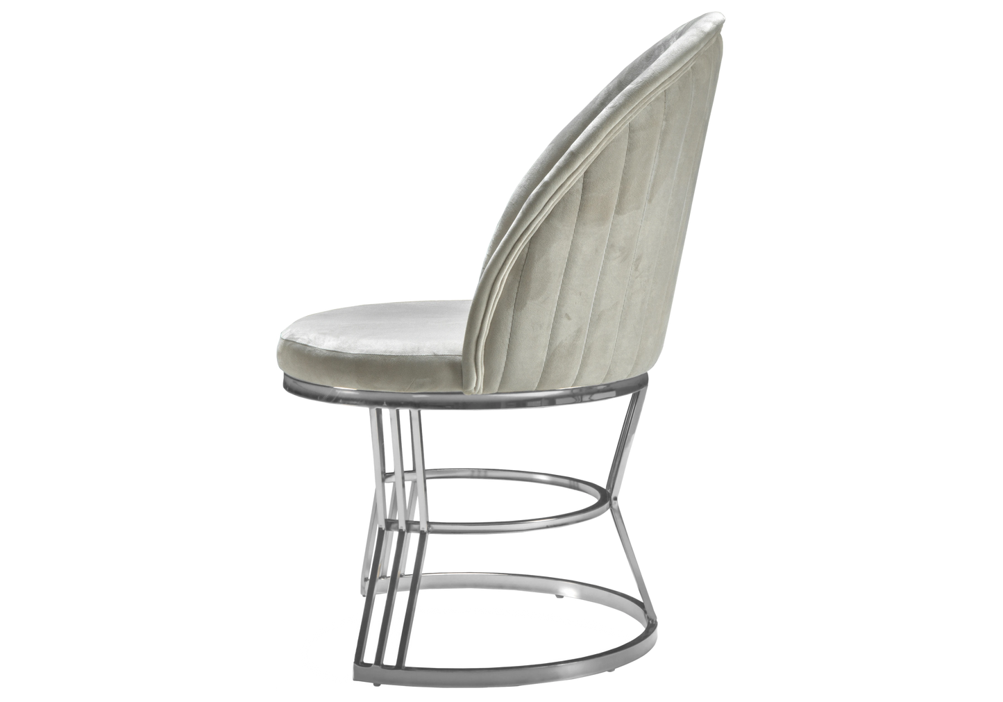 Chaise Salle Manger Design Velours Beige Argent - CARIS - DEKOFLIX