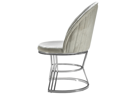 Chaise Salle Manger Design Velours Beige Argent - CARIS - DEKOFLIX