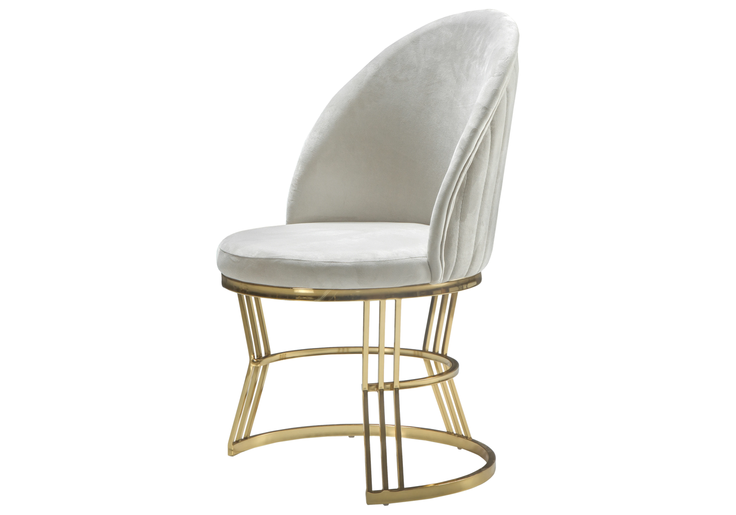 Chaise Salle à Manger Velours Beige Doré CARIS - Lot de 2 - DEKOFLIX
