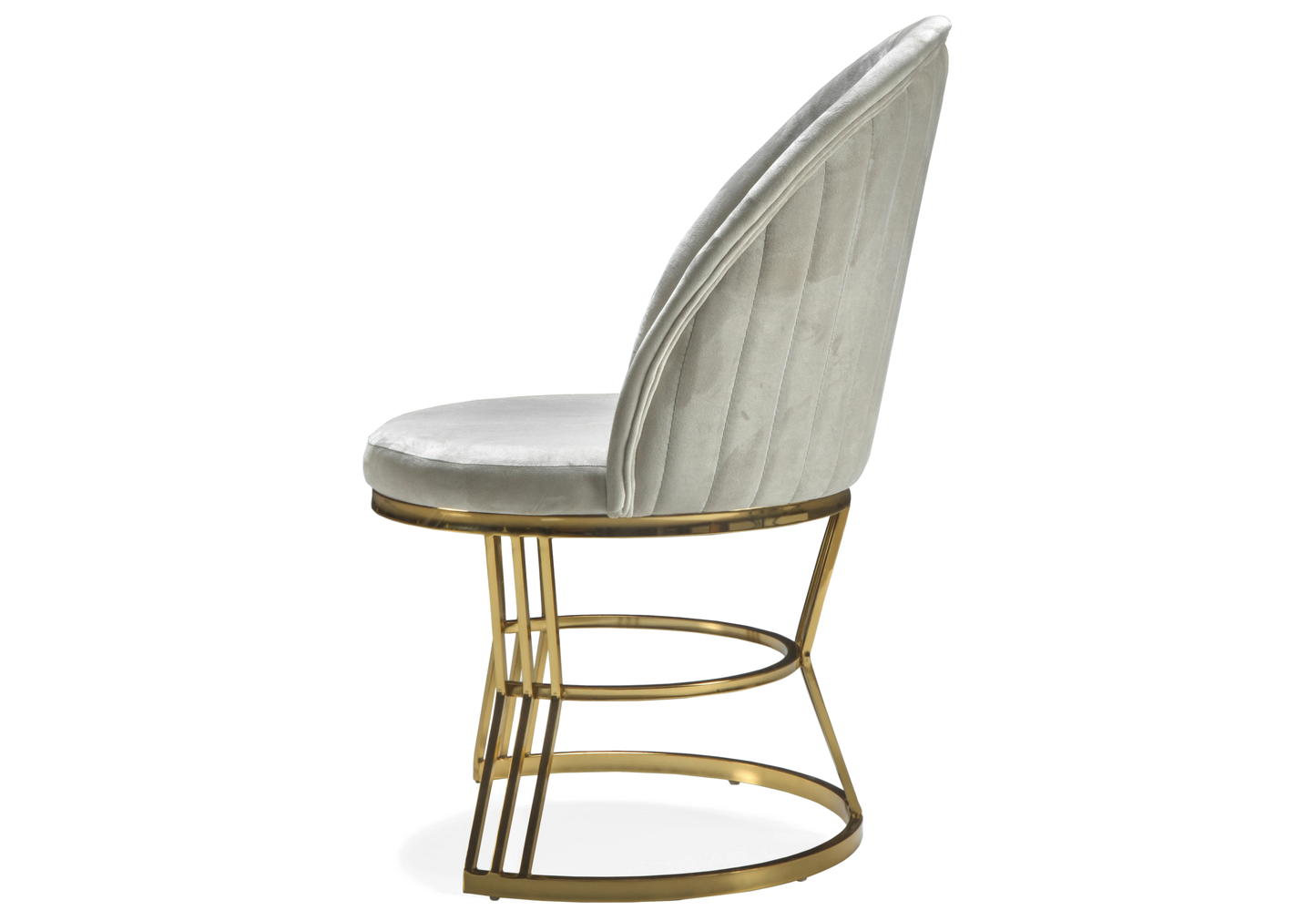 Chaise Salle à Manger Velours Beige Doré CARIS - Lot de 2 - DEKOFLIX