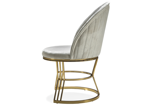 Chaise Salle à Manger Velours Beige Doré CARIS - Lot de 2 - DEKOFLIX