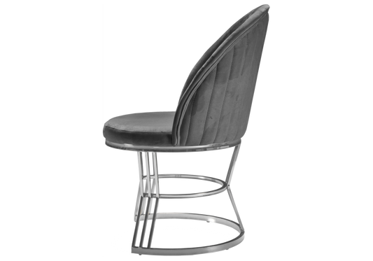 Chaise Salle Manger Design Velours Gris Argent CARIS - Lot de 2 - DEKOFLIX