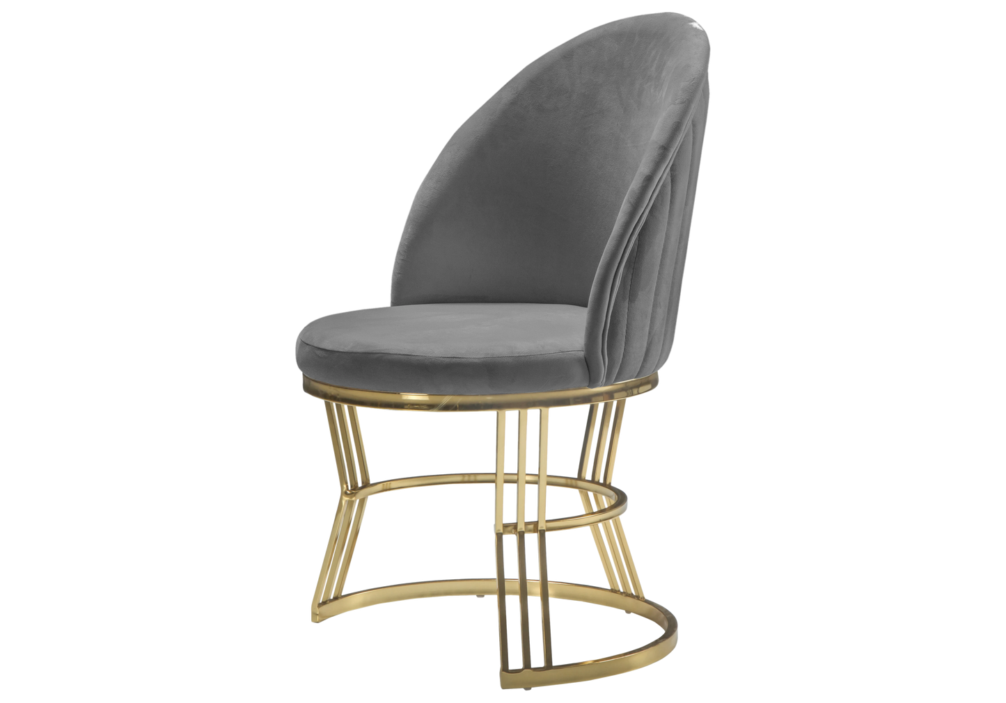 Chaise Salle à Manger Velours Gris Doré CARIS - Lot de 2 - DEKOFLIX