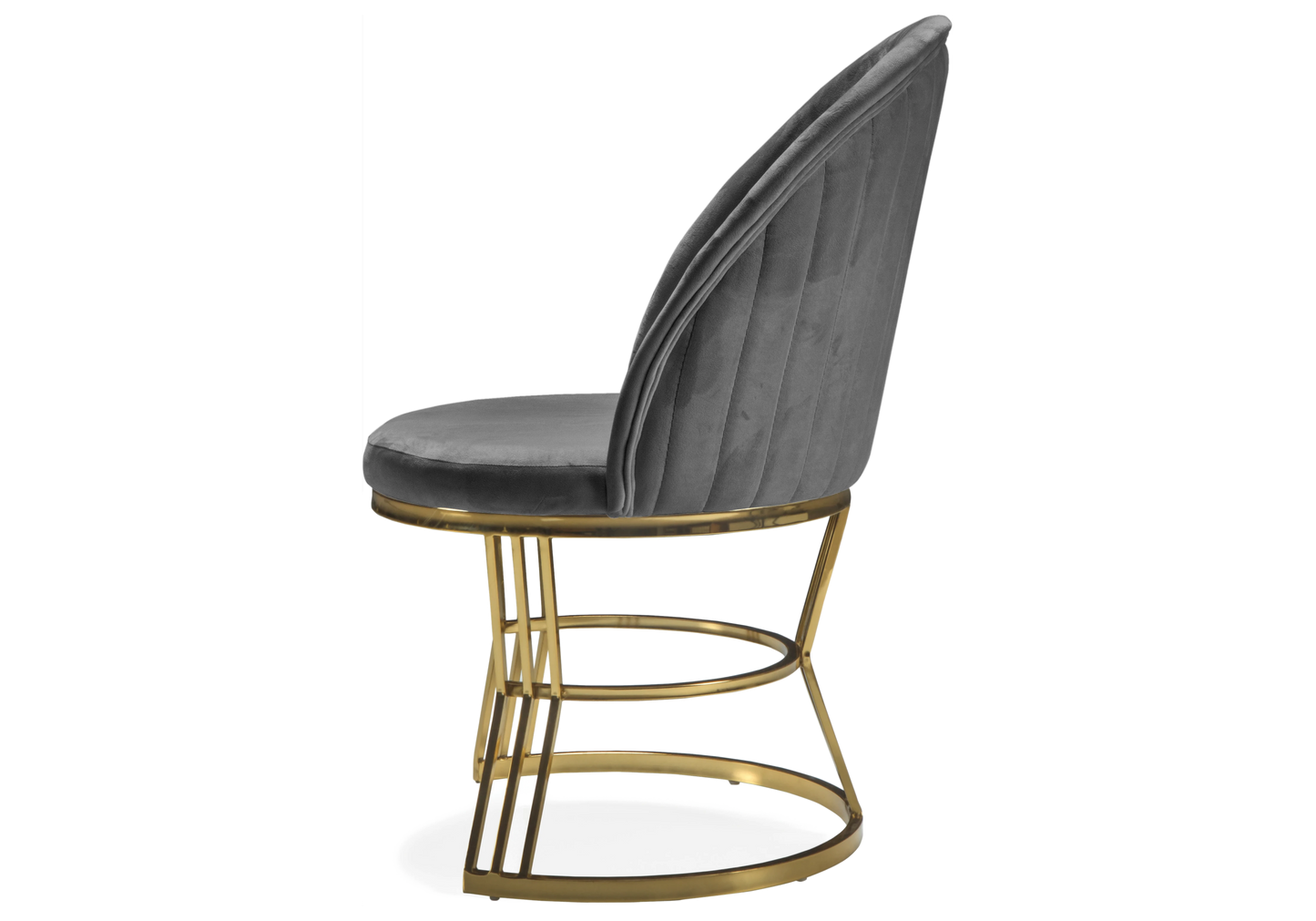Chaise Salle à Manger Velours Gris Doré CARIS - Lot de 2