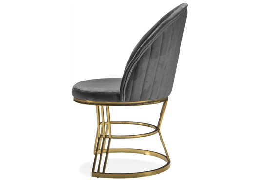Chaise Salle à Manger Velours Gris Doré CARIS - Lot de 2 - DEKOFLIX