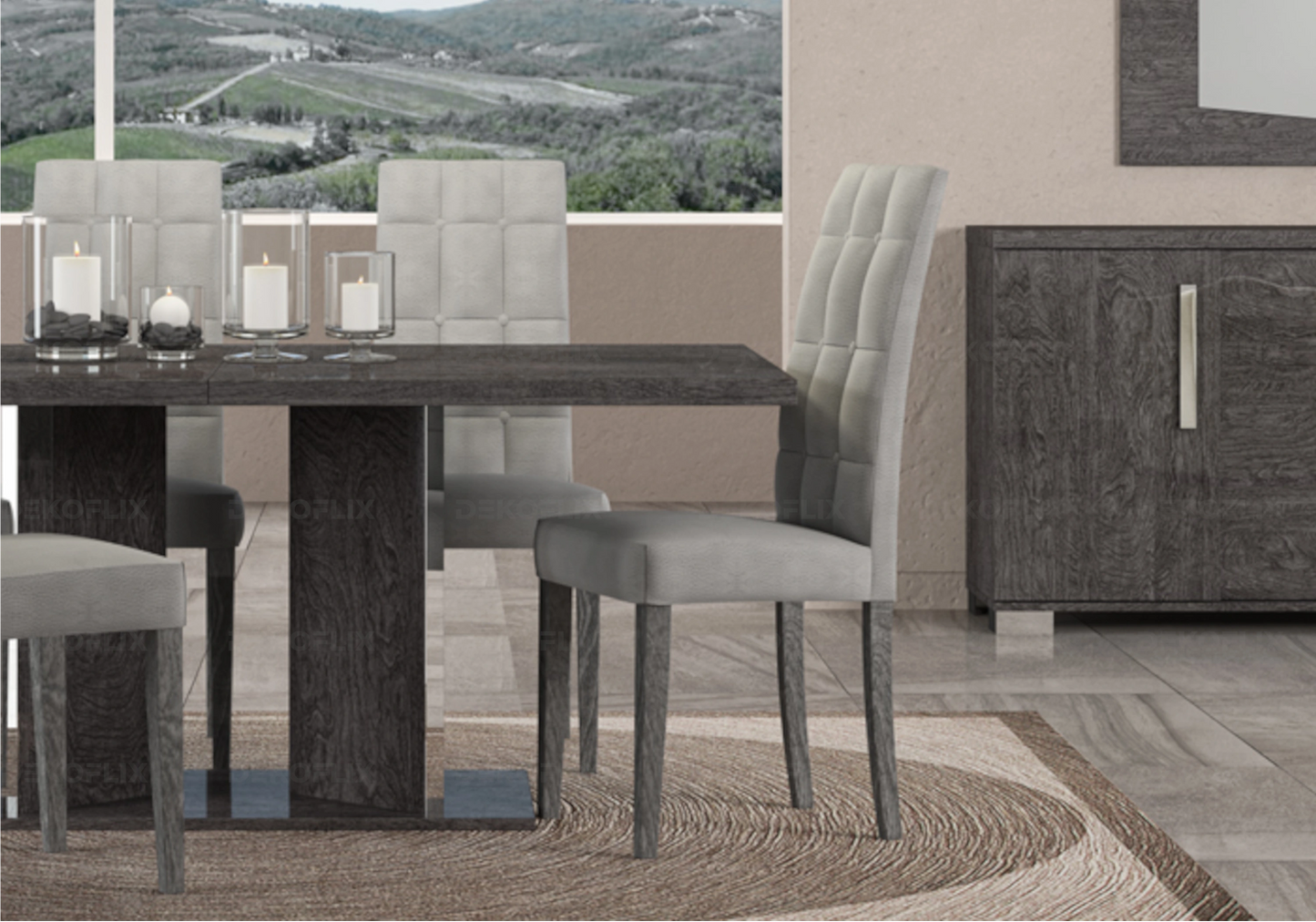 Chaise Capitonnée Bouleau Grise Design Élégante – Sarah